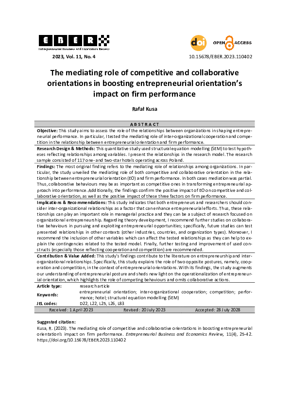 (PDF) The mediating role of competitive and collaborative orientations ...