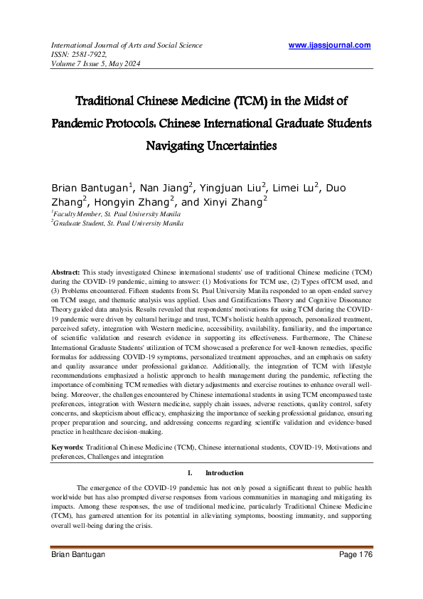 (PDF) Traditional Chinese Medicine (TCM) in the Midst of Pandemic ...