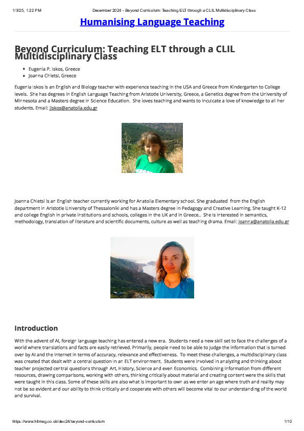 (PDF) December 2024 - Beyond Curriculum Teaching ELT through a CLIL ...