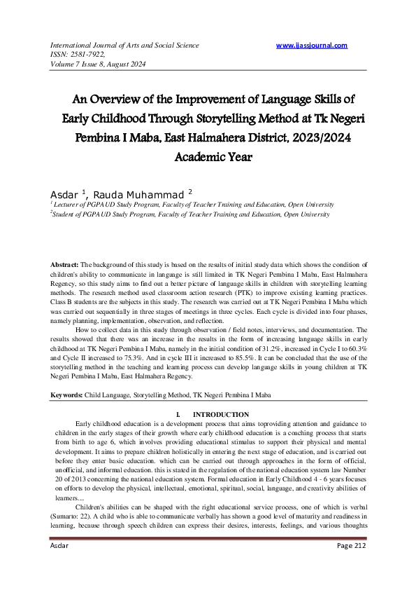 (PDF) An Overview of the Improvement of Language Skills of Early ...