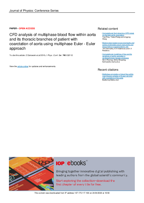 (PDF) CFD analysis of multiphase blood flow within aorta and its ...
