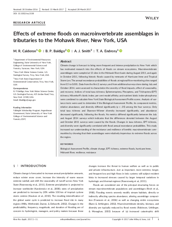 (PDF) Effects of extreme floods on macroinvertebrate assemblages in ...