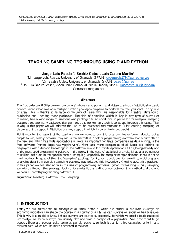 (PDF) Teaching Sampling Techniques Using R and Python
