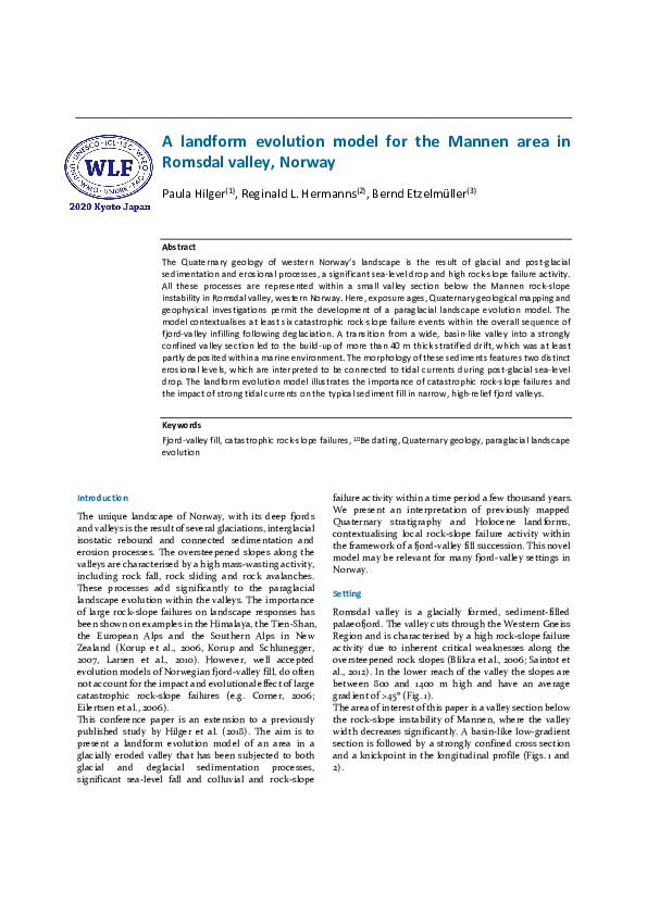 (PDF) A Landform Evolution Model for the Mannen Area in Romsdal Valley ...