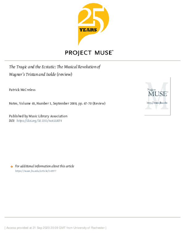 (PDF) The Tragic and the Ecstatic: The Musical Revolution of Wagner's ...