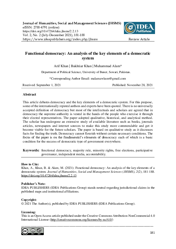 (PDF) Functional democracy: An analysis of the key elements of a ...