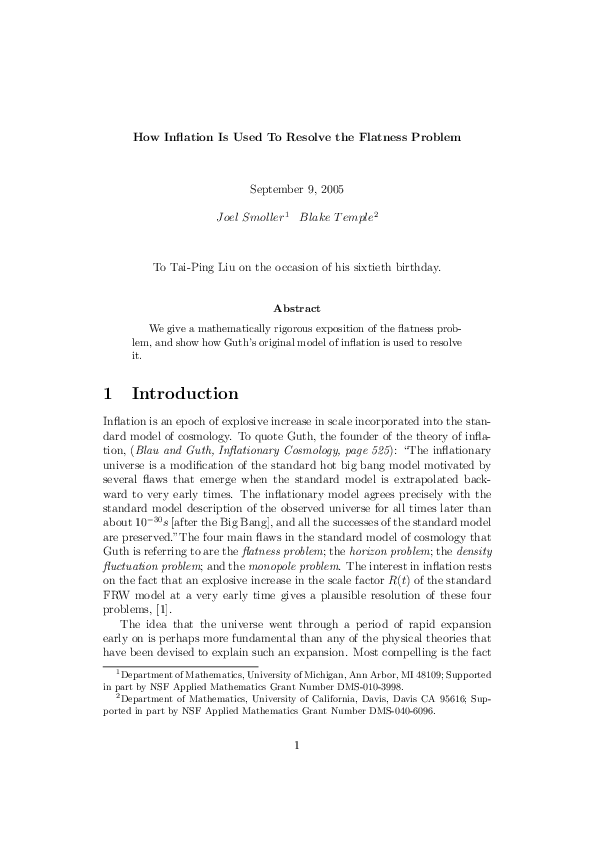 (PDF) How Inflation is Used to Resolve the Flatness Problem
