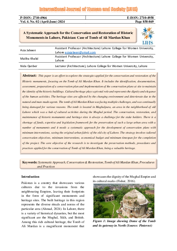 (PDF) A Systematic Approach for the Conservation and Restoration of ...