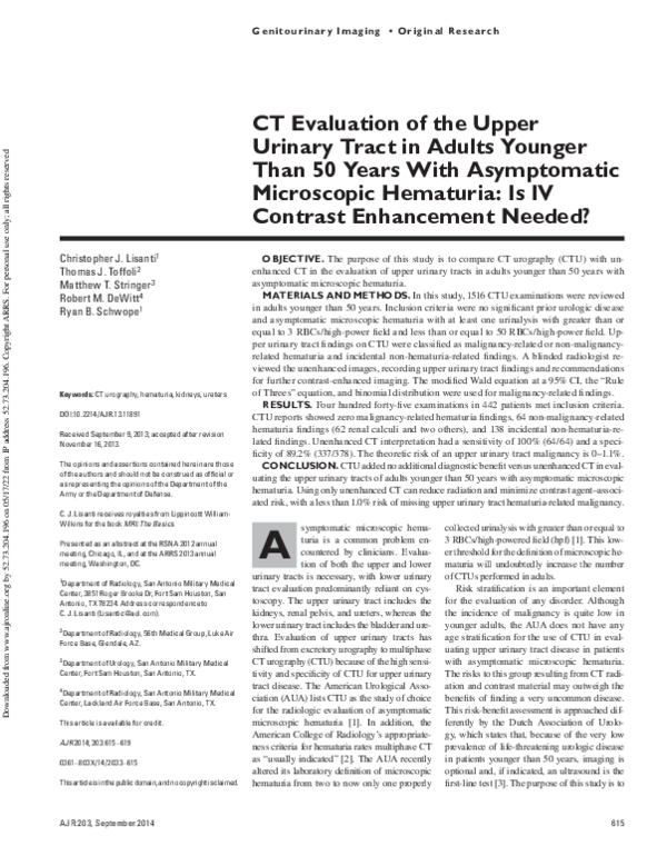 (PDF) CT Evaluation of the Upper Urinary Tract in Adults Younger Than ...