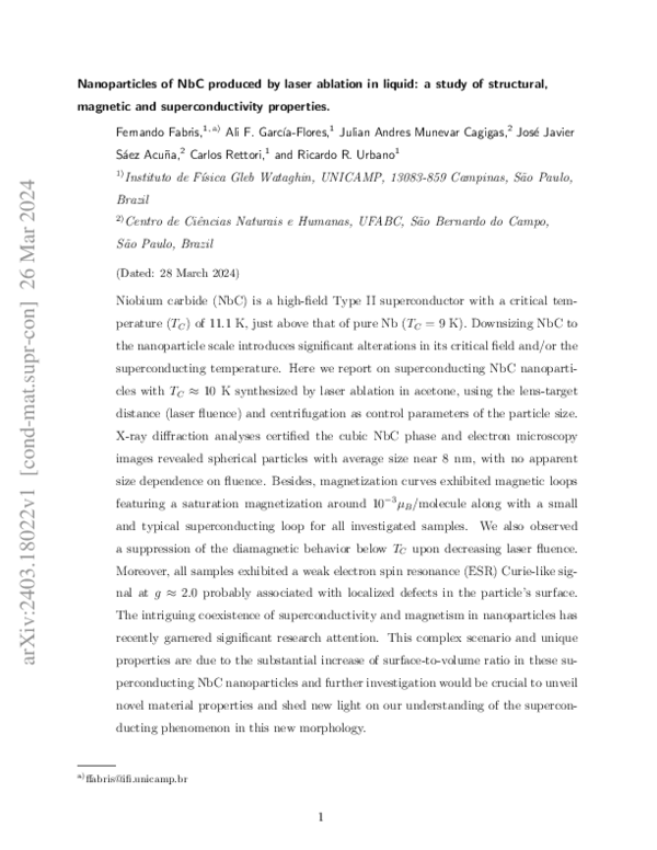 (PDF) Nanoparticles of NbC produced by laser ablation in liquid: a ...
