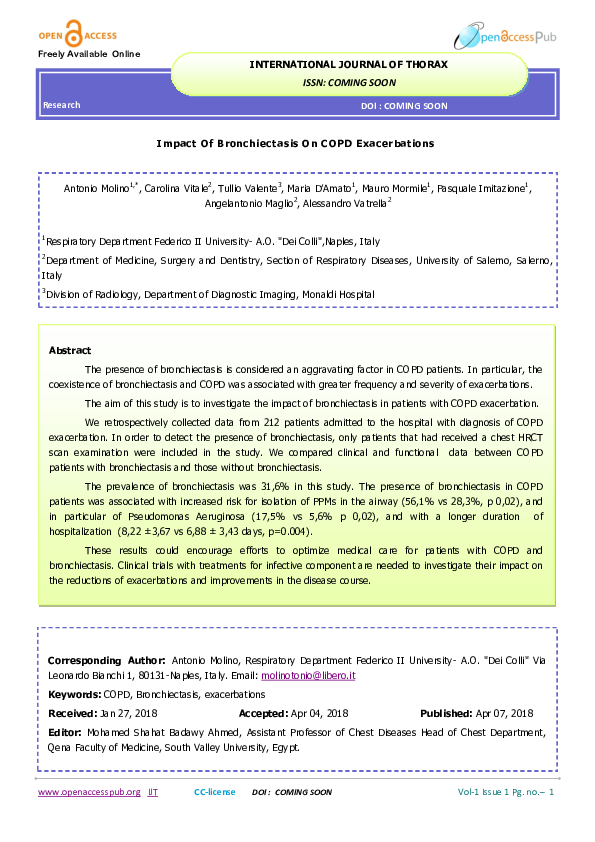 (PDF) Impact of Bronchiectasis On COPD Exacerbations