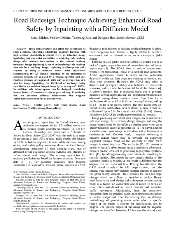 (PDF) Road Redesign Technique Achieving Enhanced Road Safety by ...