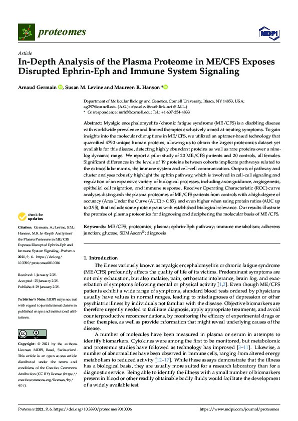 (PDF) In-Depth Analysis of the Plasma Proteome in ME/CFS Exposes ...
