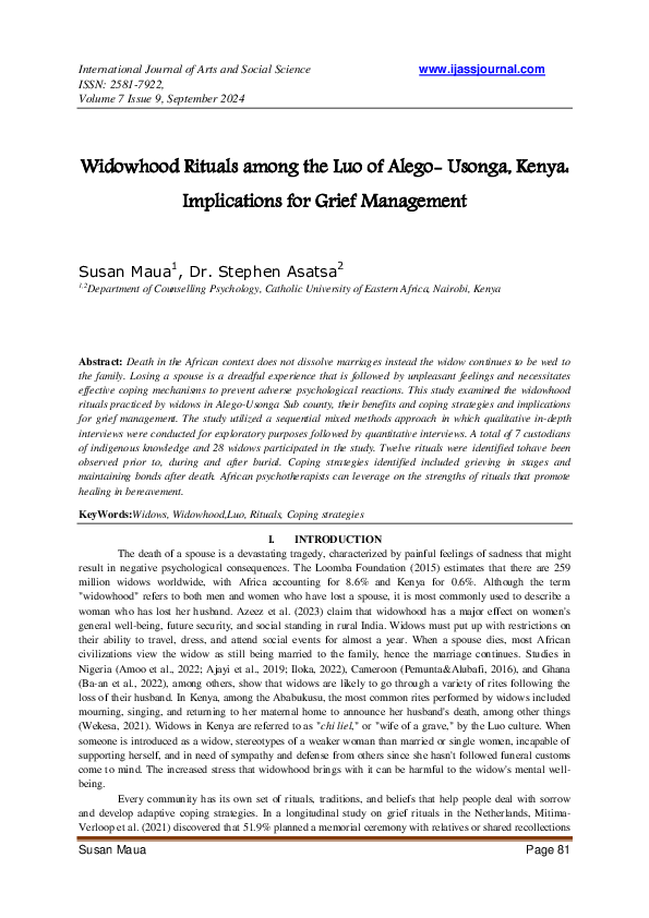 (PDF) Widowhood Rituals among the Luo of Alego- Usonga, Kenya ...