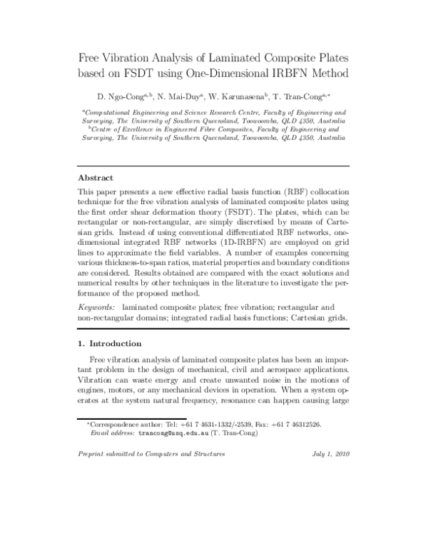 (PDF) Free vibration analysis of laminated composite plates based on ...