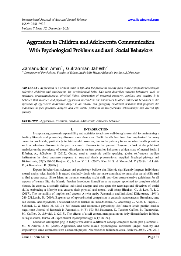 (PDF) Aggression in Children and Adolescents: Communication With ...