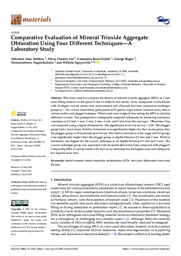 (PDF) Comparative Evaluation of Mineral Trioxide Aggregate Obturation ...