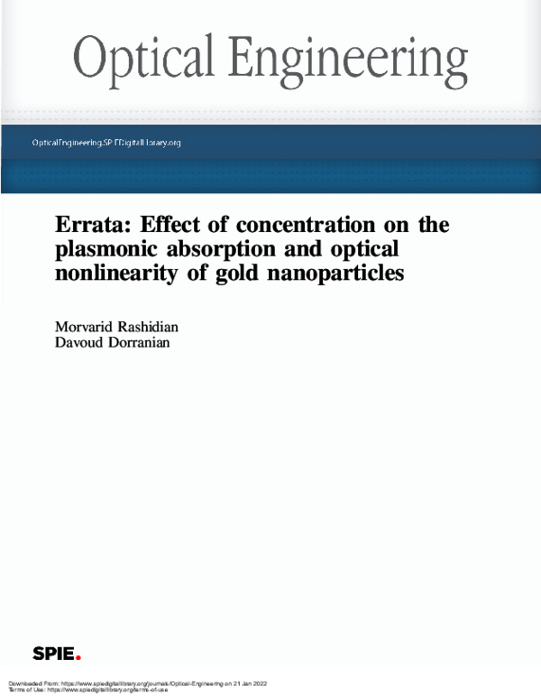 (PDF) Errata: Effect of concentration on the plasmonic absorption and ...