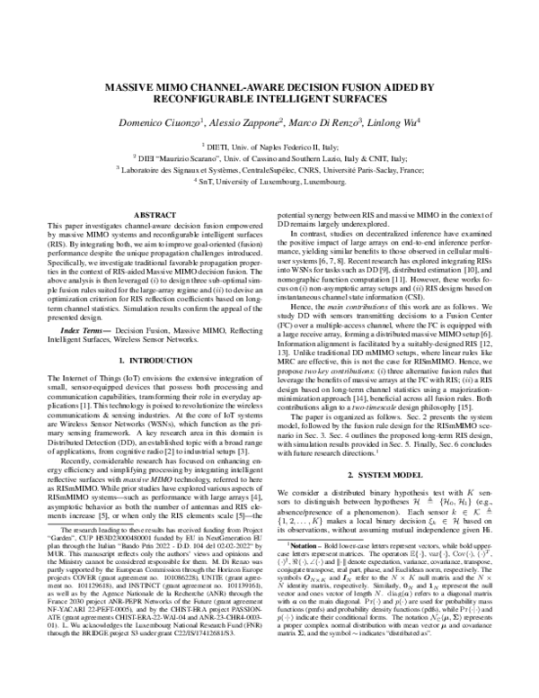 (PDF) MASSIVE MIMO CHANNEL-AWARE DECISION FUSION AIDED BY ...