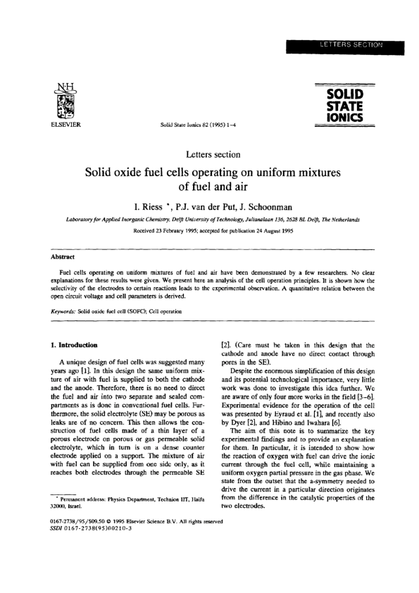 (PDF) Solid oxide fuel cells operating on uniform mixtures of fuel and air