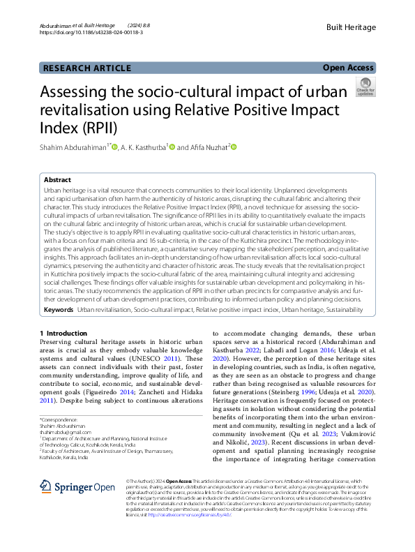 (PDF) Assessing the socio-cultural impact of urban revitalisation using ...