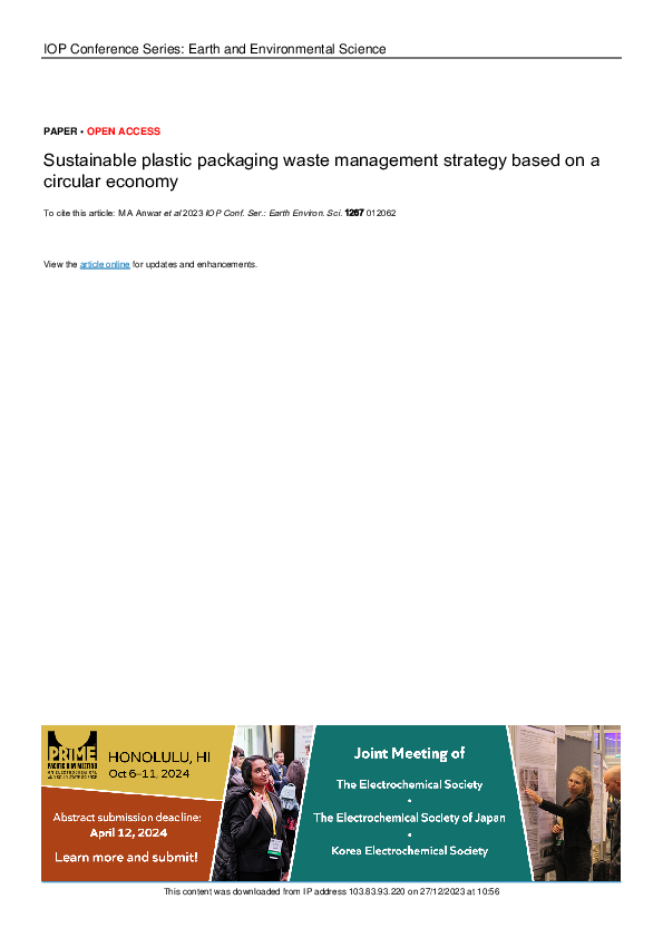 (PDF) Sustainable plastic packaging waste management strategy based on ...