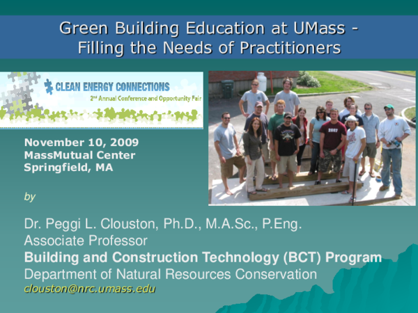 Pdf Green Building Education At Umass Amherst Photo Inspiration