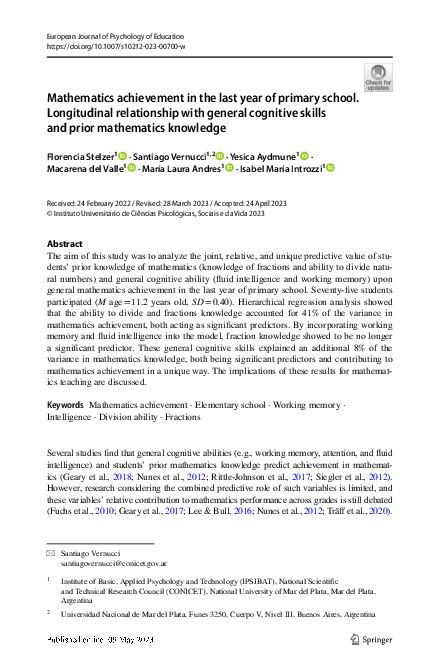(PDF) Mathematics achievement in the last year of primary school ...