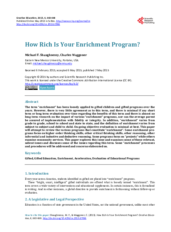 (PDF) How Rich Is Your Enrichment Program?