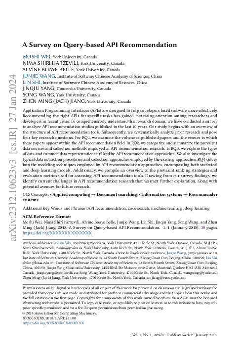 (PDF) A Survey on Query-based API Recommendation