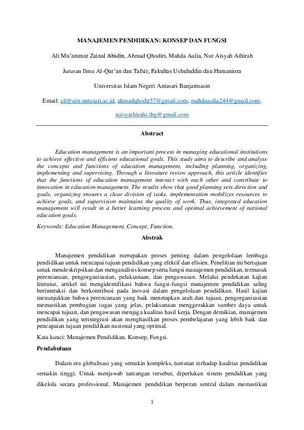 (PDF) Jurnal MANAJEMEN PENDIDIKAN