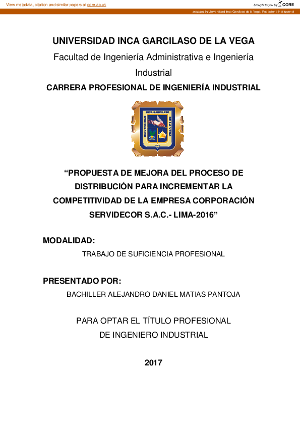 (PDF) Propuesta de mejora del proceso de distribución para incrementar ...