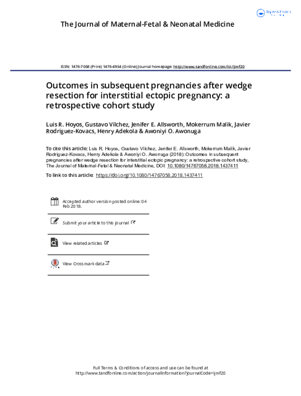 (PDF) Outcomes in subsequent pregnancies after wedge resection for ...