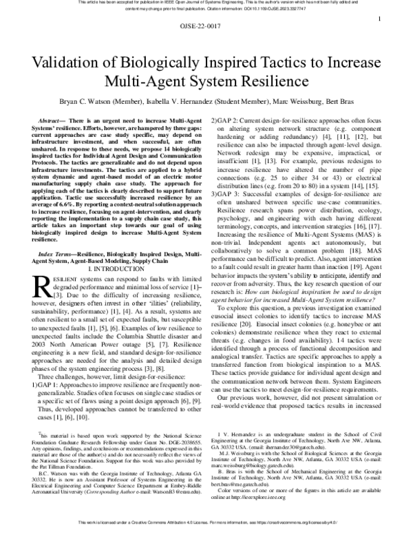(PDF) Validation of Biologically Inspired Tactics to Increase Multi ...