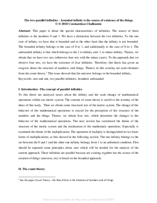(PDF) The Two Parallel Infinities – Bounded Infinity Is the Source of ...
