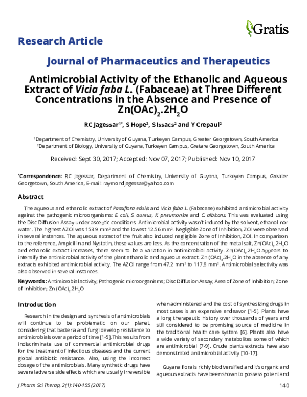 (PDF) Antimicrobial activity of the ethanolic and aqueous extract of ...