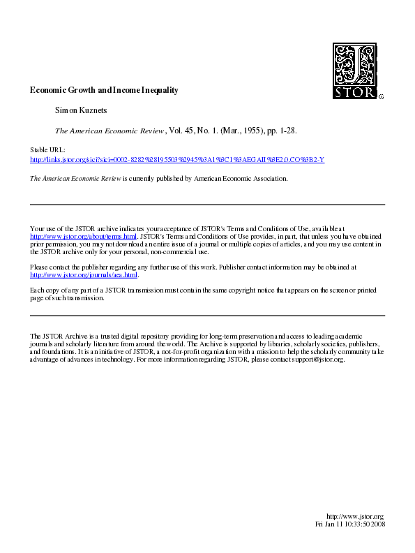 (PDF) Economic Growth and Income Inequality
