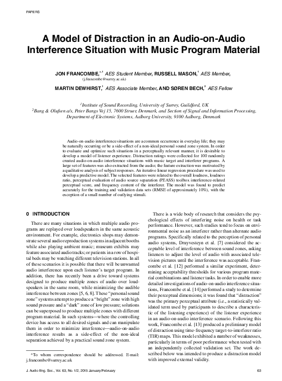 (PDF) A Model of Distraction in an Audio-on-Audio Interference ...