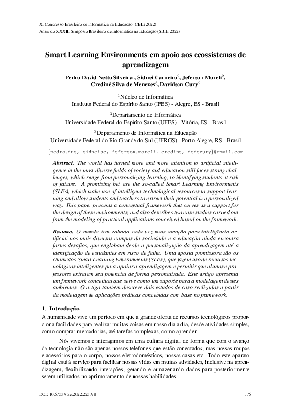 (PDF) Smart Learning Environments em apoio aos ecossistemas de aprendizagem