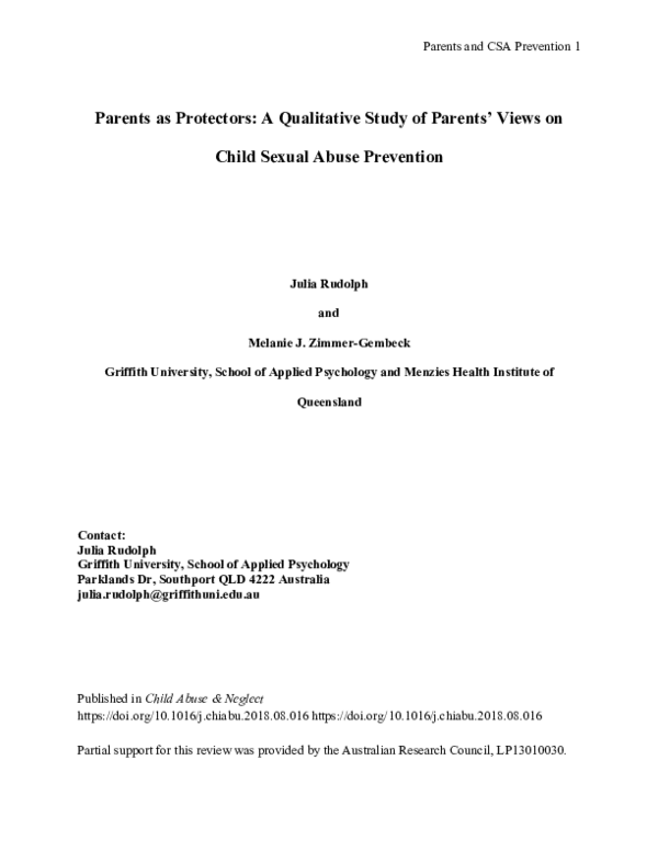 (PDF) Parents as protectors: A qualitative study of parents’ views on ...