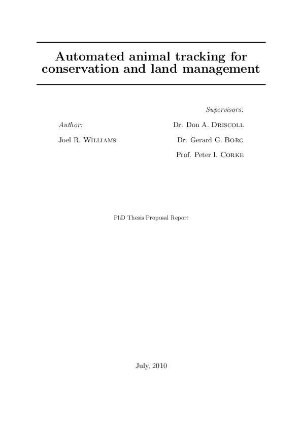(PDF) Automated animal tracking for conservation and land management