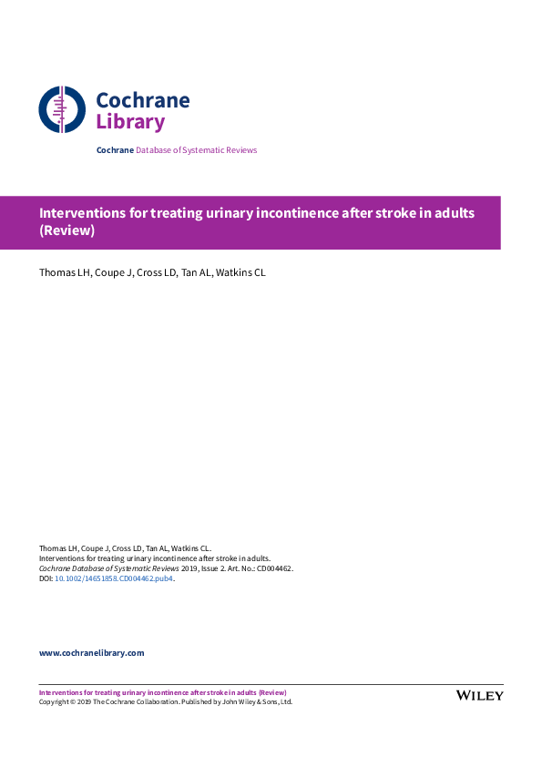 (PDF) Interventions for treating urinary incontinence after stroke in ...