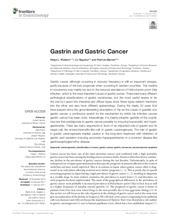(PDF) Gastrin and Gastric Cancer