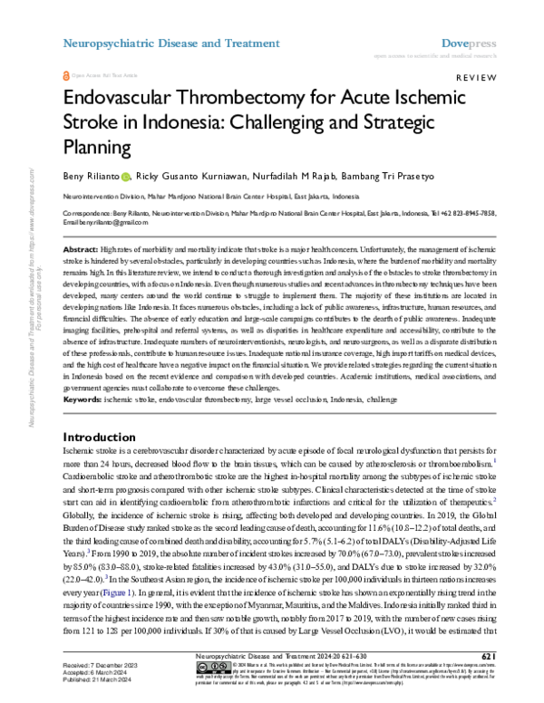 (PDF) Endovascular Thrombectomy for Acute Ischemic Stroke in Indonesia ...