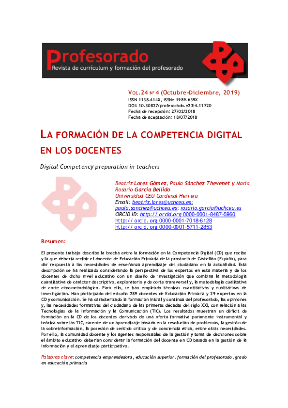 (PDF) LA FORMACIÓN DE LA COMPETENCIA DIGITAL EN LOS DOCENTES