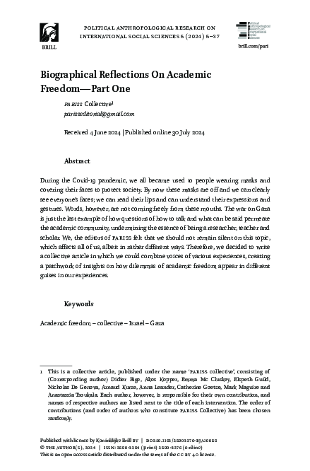 (PDF) Biographical Reflections On Academic Freedom—Part One