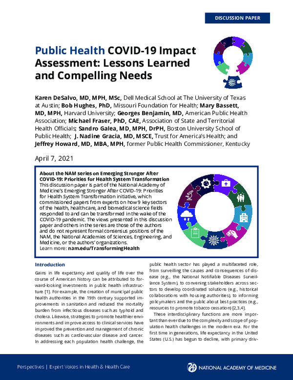 (PDF) Public Health COVID-19 Impact Assessment: Lessons Learned and ...