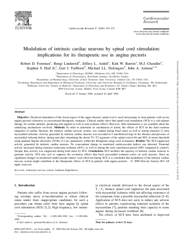 (PDF) Modulation of intrinsic cardiac neurons by spinal cord ...