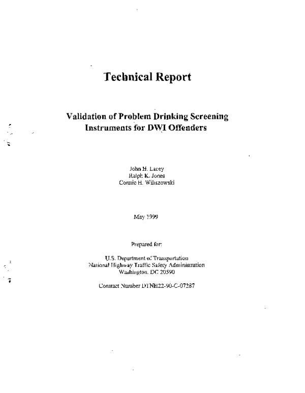 (PDF) Validation of problem drinking screening instruments for DWI ...