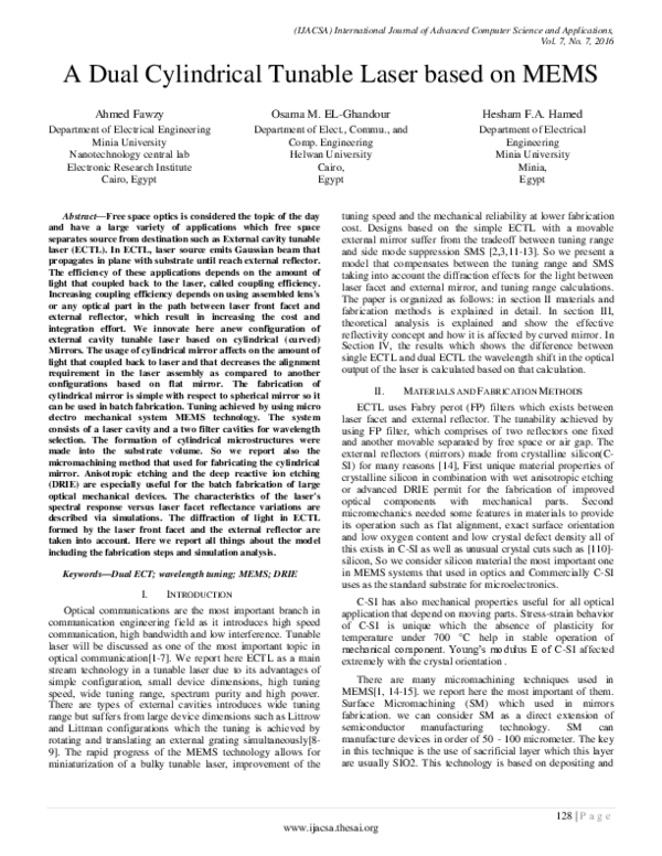 (PDF) A Dual Cylindrical Tunable Laser Based on MEMS